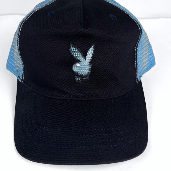 NWT Vintage Y2K Playboy Bunny Blue Trucker Hat Cap Headwear New With Tags - Picture 2 of 16